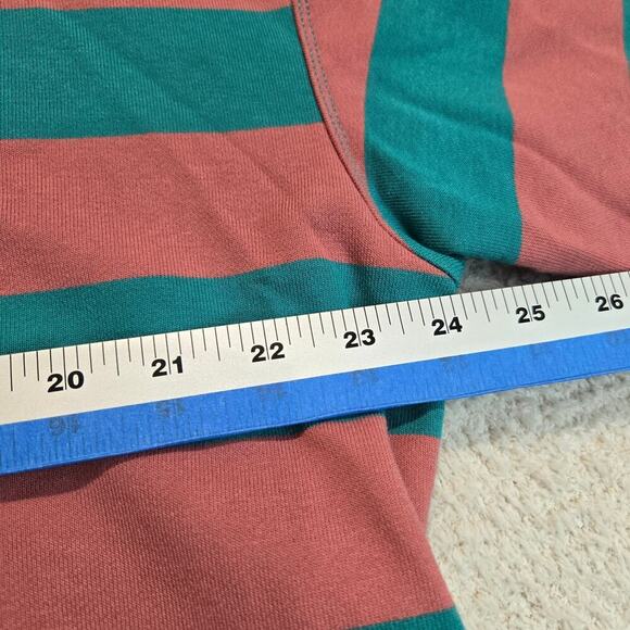 NEW Wishlist Teal Striped T-shirt Floral Contrast Sleeve Oversized Boxy Sz S - Picture 6 of 9